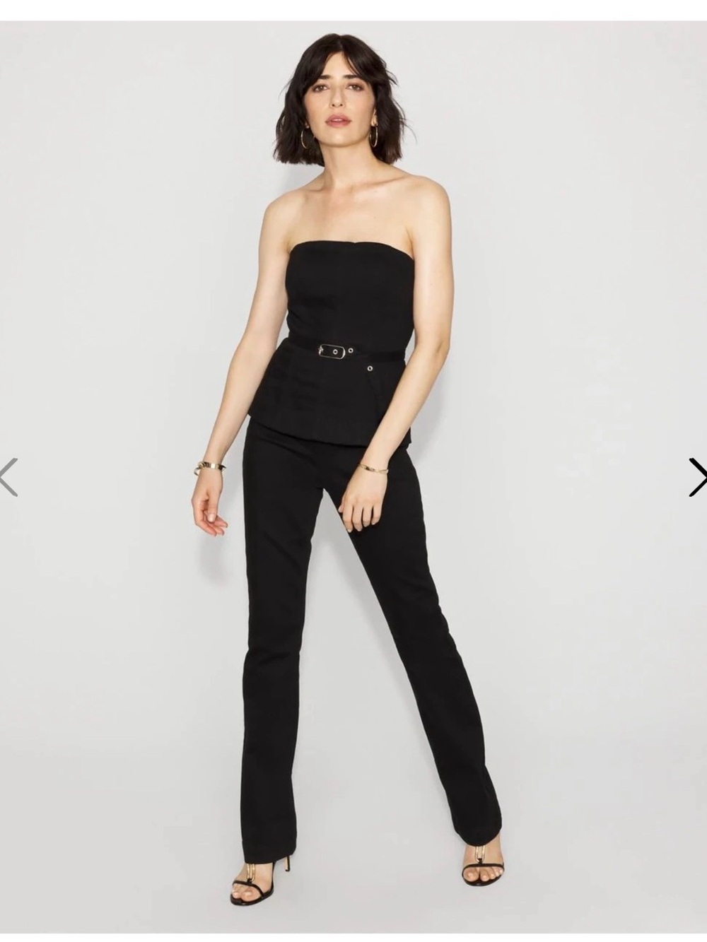 Strapless Black Jumpsuit with Belted Waist